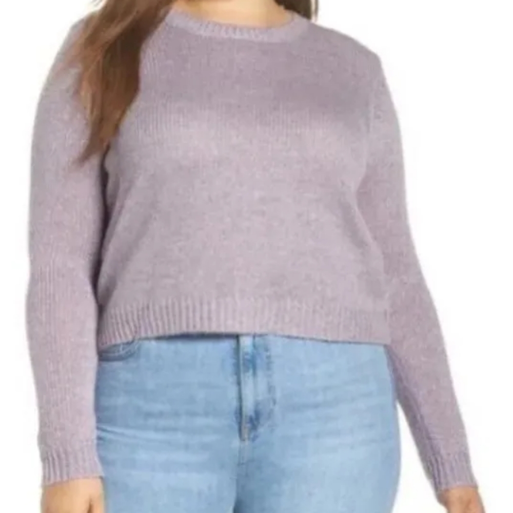 Leith Shimmer Knit Purple Frost Metallic Pullover Sweater Granny woman plus 4X